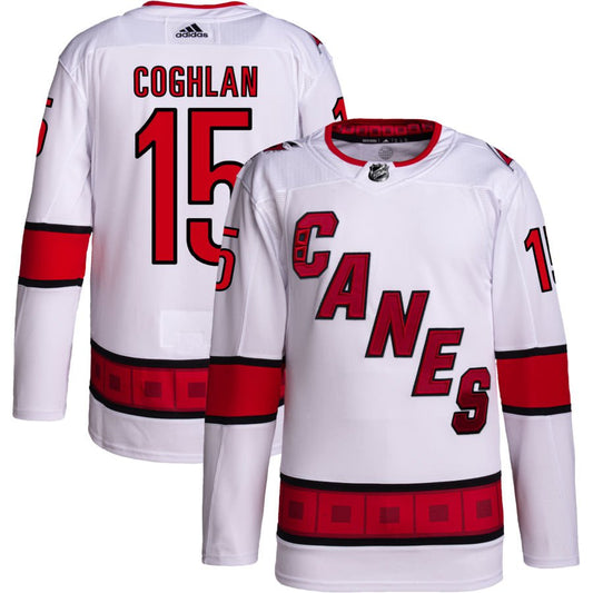 Carolina Hurricanes #15 Dylan Coghlan White Away Authentic Pro Jersey