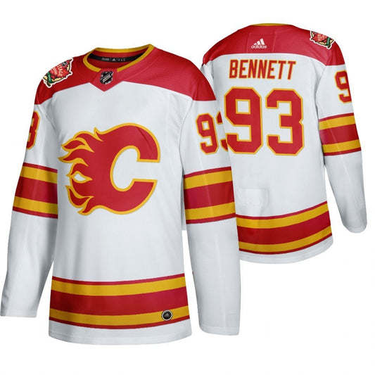 Calgary Flames #93 Sam Bennett Heritage White Classic Authentic Jersey